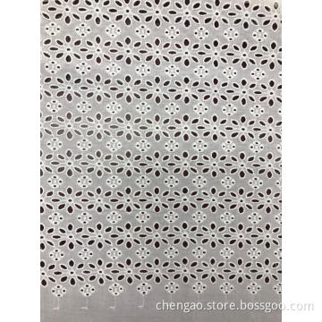 Multiple Petals White Cotton Embroider Fabric